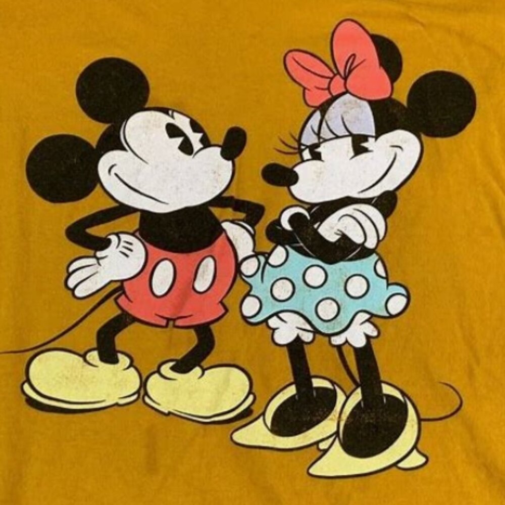 Disney Mustard Tshirt with Mickey & Minnie Mouse Graphic